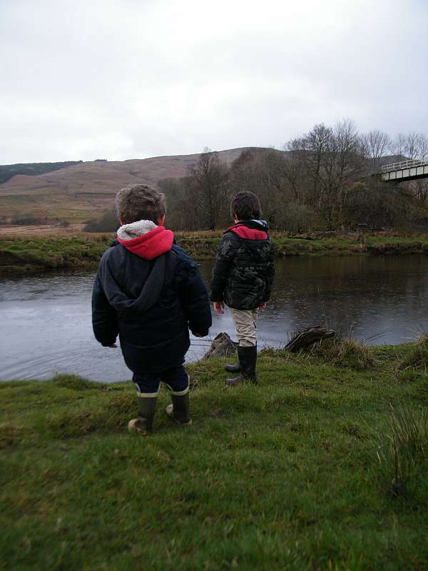 First boy to spot trout gets a bit of chocolate!